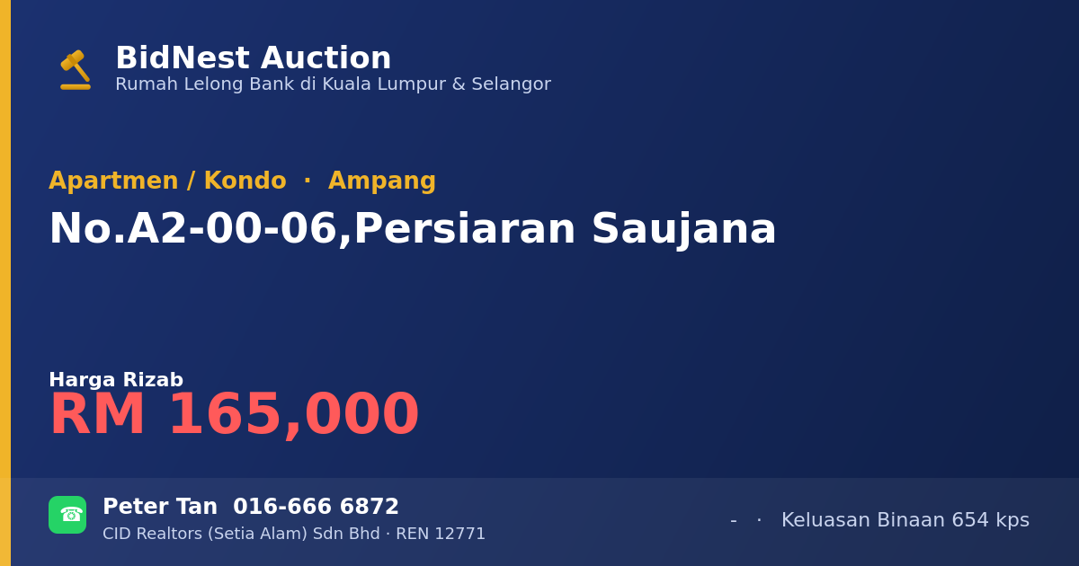Apartmen / Kondo · No. A2-00-06, Persiaran Saujana
