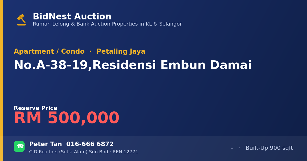 Apartment / Condo · No. A-38-19, Residensi Embun Damai