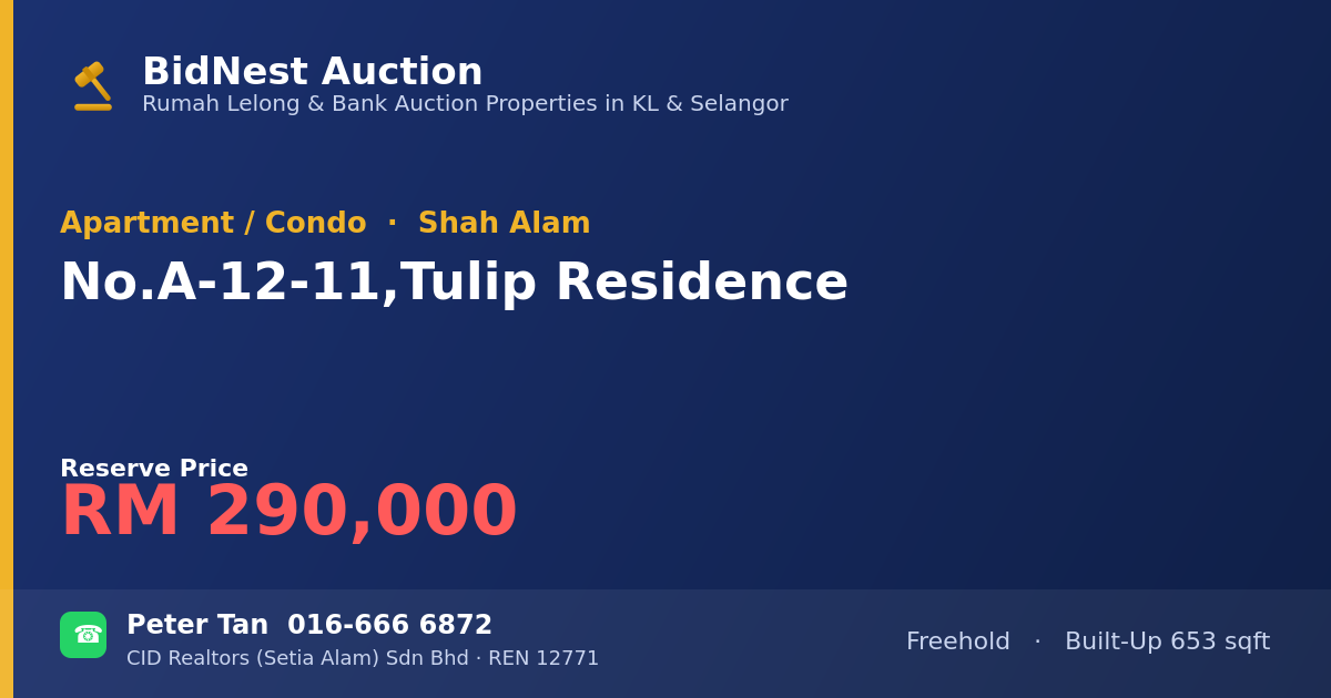 Apartment / Condo · No. A-12-11, Tulip Residence