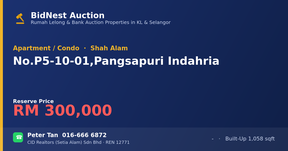 Apartment / Condo · No. P5-10-01, Pangsapuri Indahria