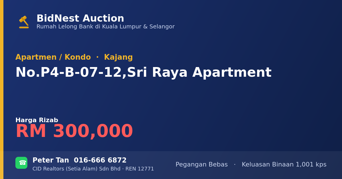 Apartmen / Kondo · No. P4-B-07-12, Sri Raya Apartment