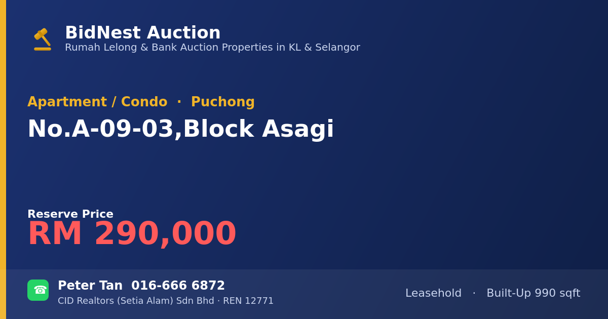 Apartment / Condo · No. A-09-03, Block Asagi