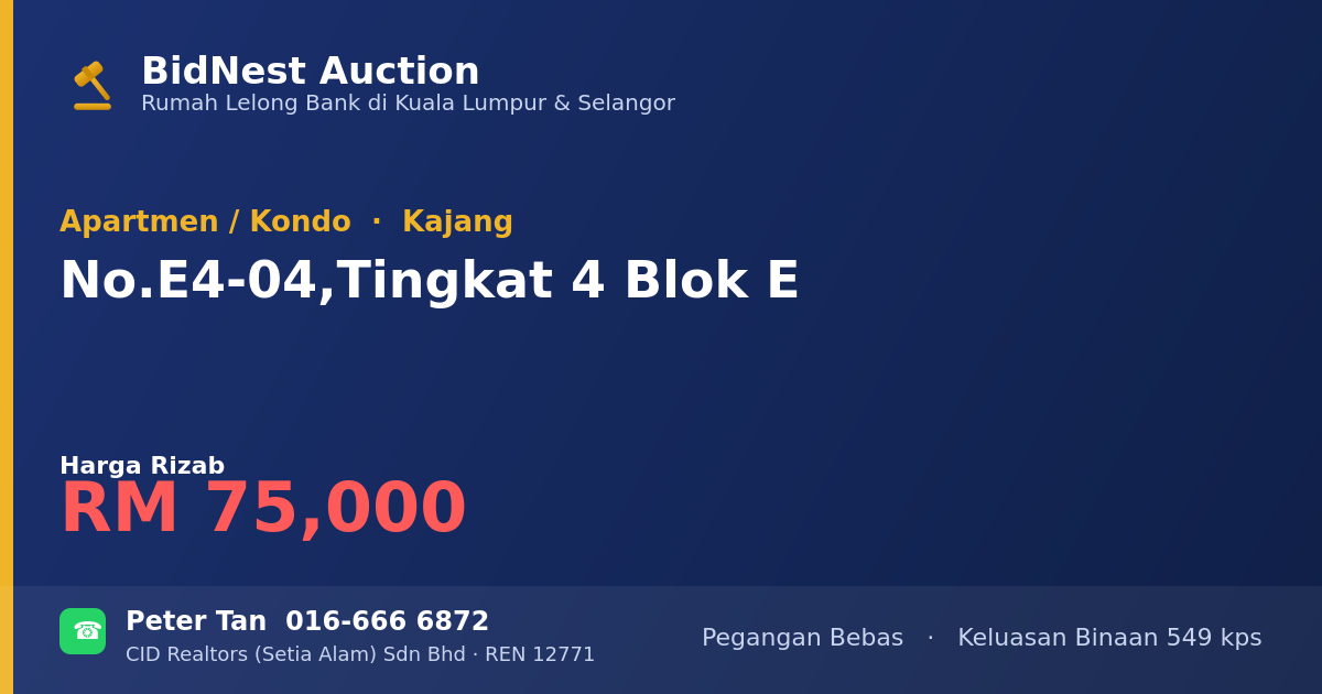 Apartmen / Kondo · No. E4-04, Tingkat 4 Blok E