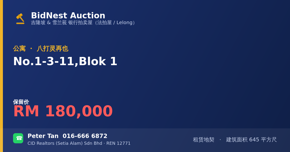 公寓 · No. 1-3-11, Blok 1