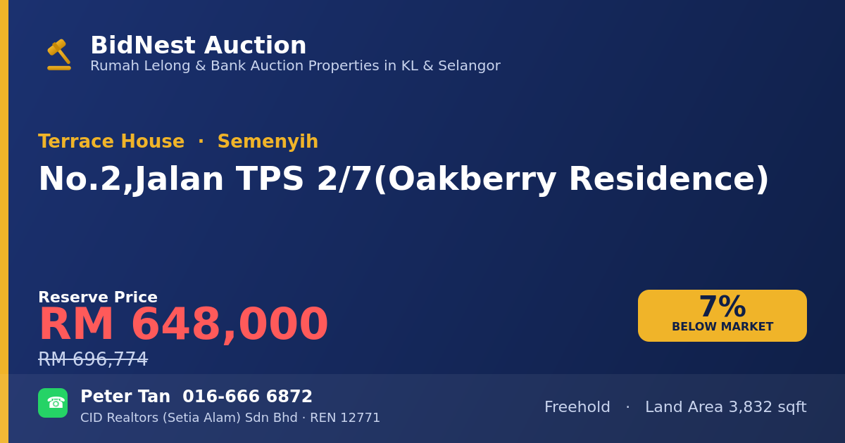 Terrace House · No. 2, Jalan TPS 2/7 (Oakberry Residence)