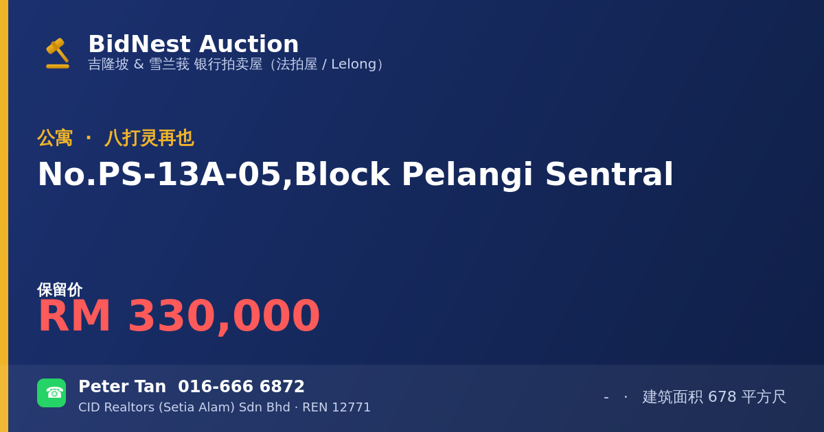 公寓 · No. PS-13A-05, Block Pelangi Sentral