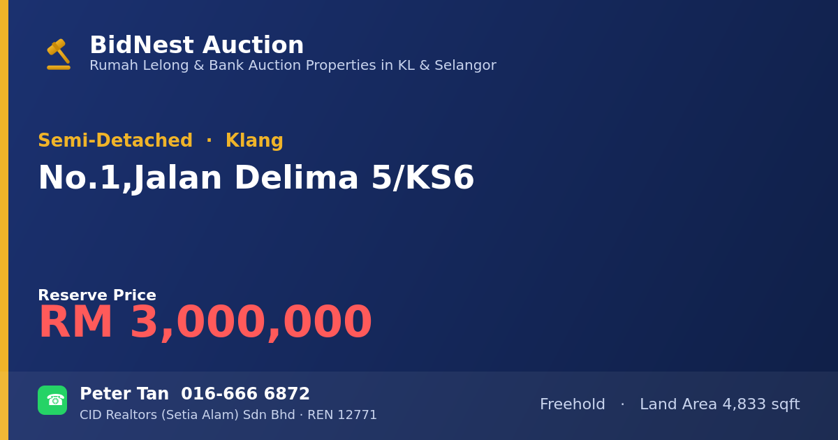 Semi-Detached · No. 1, Jalan Delima 5/KS6