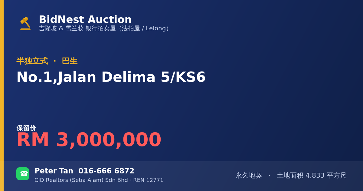 半独立式 · No. 1, Jalan Delima 5/KS6
