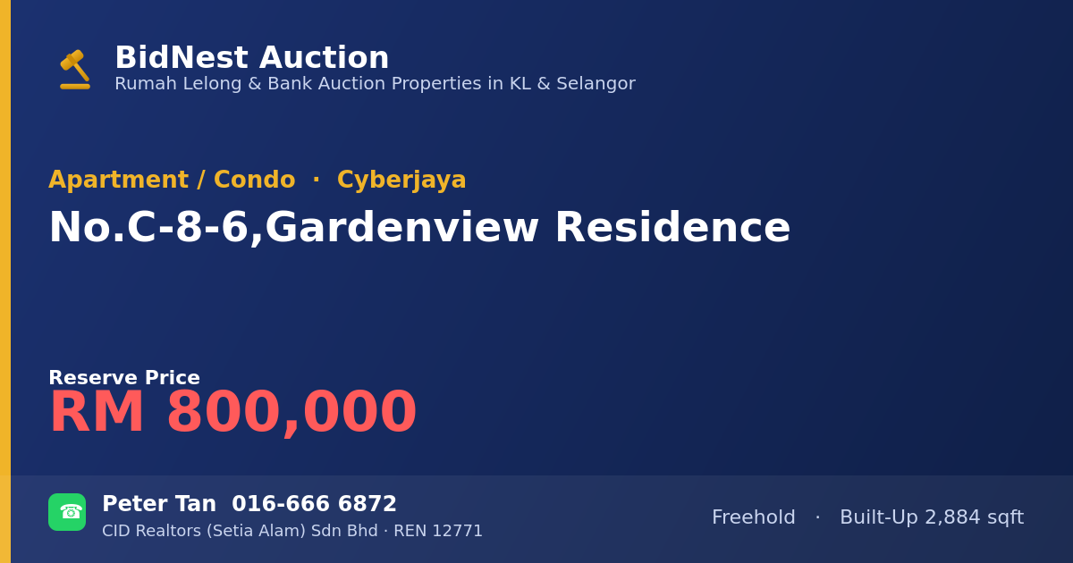 Apartment / Condo · No. C-8-6, Gardenview Residence