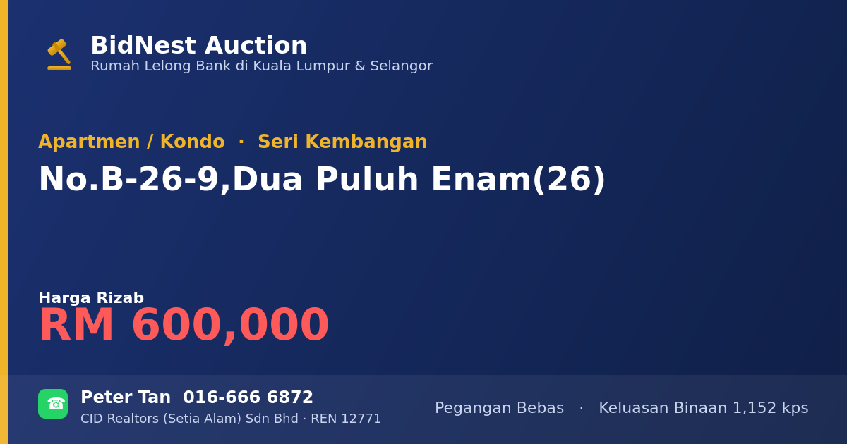 Apartmen / Kondo · No. B-26-9, Dua Puluh Enam (26)