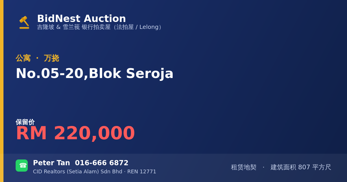 公寓 · No. 05-20, Blok Seroja