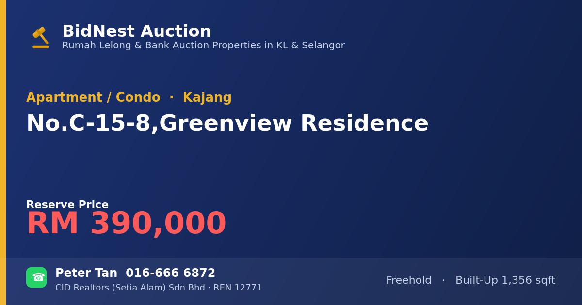 Apartment / Condo · No. C-15-8, Greenview Residence