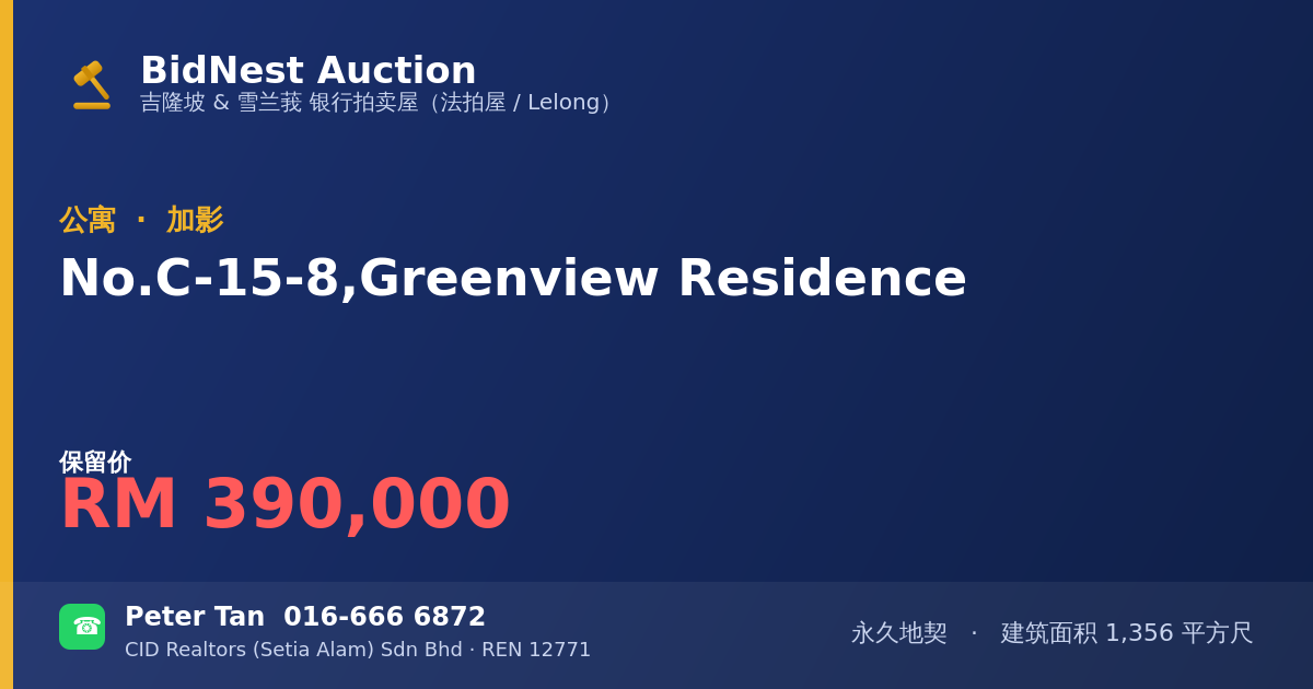 公寓 · No. C-15-8, Greenview Residence