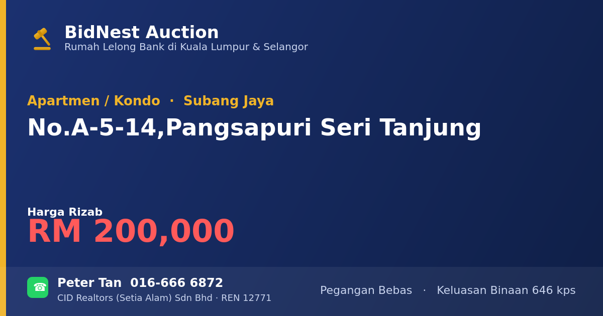 Apartmen / Kondo · No. A-5-14, Pangsapuri Seri Tanjung