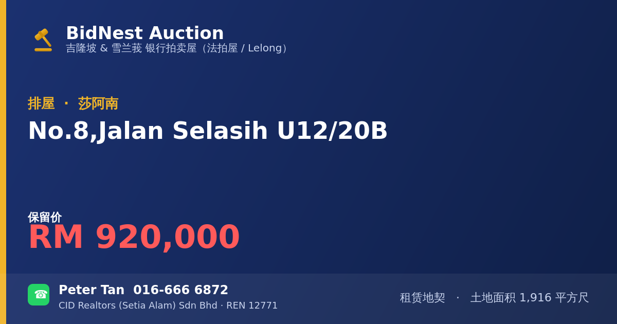 排屋 · No. 8, Jalan Selasih U12/20B
