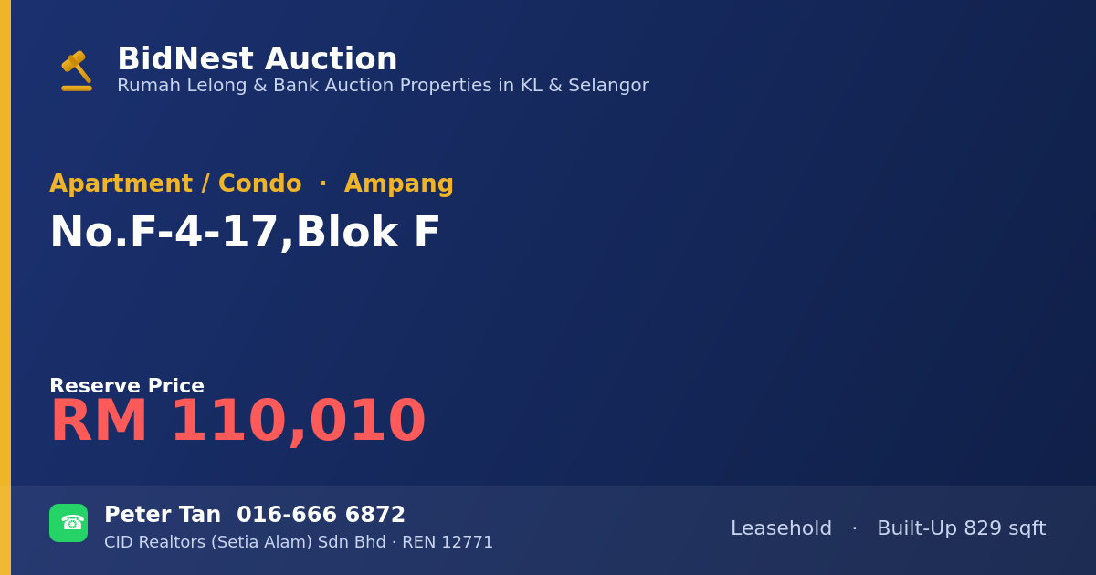 Apartment / Condo · No. F-4-17, Blok F