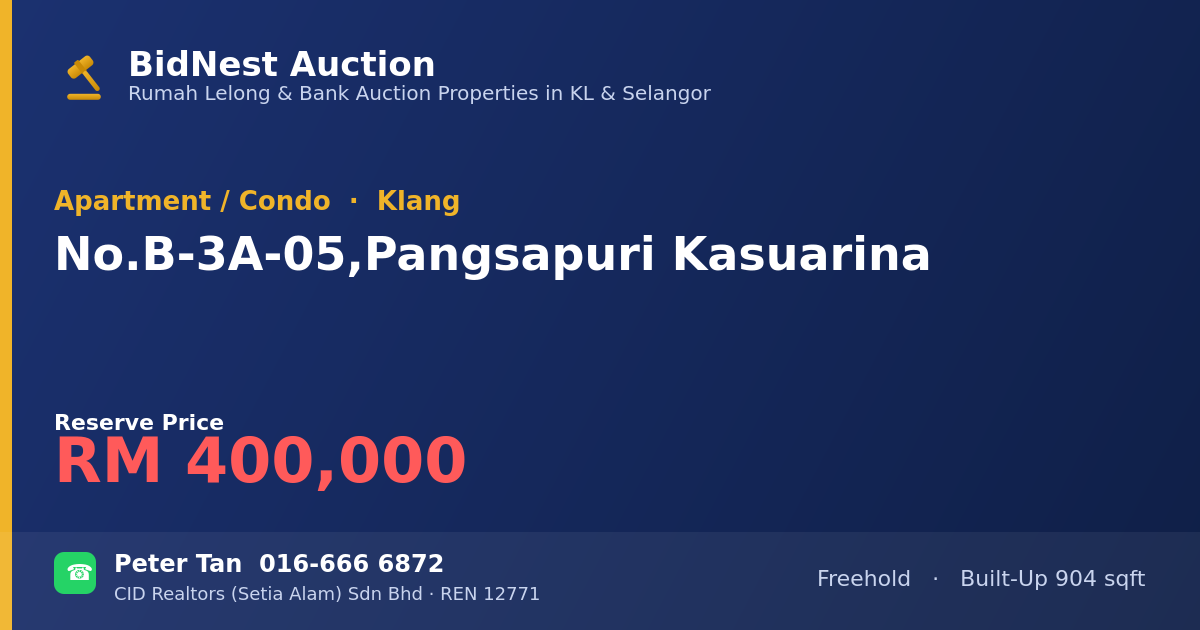 Apartment / Condo · No. B-3A-05, Pangsapuri Kasuarina