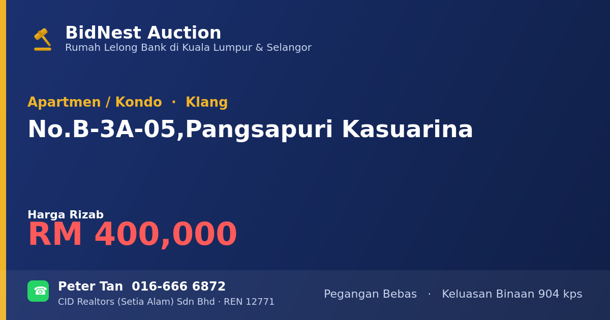 Apartmen / Kondo · No. B-3A-05, Pangsapuri Kasuarina