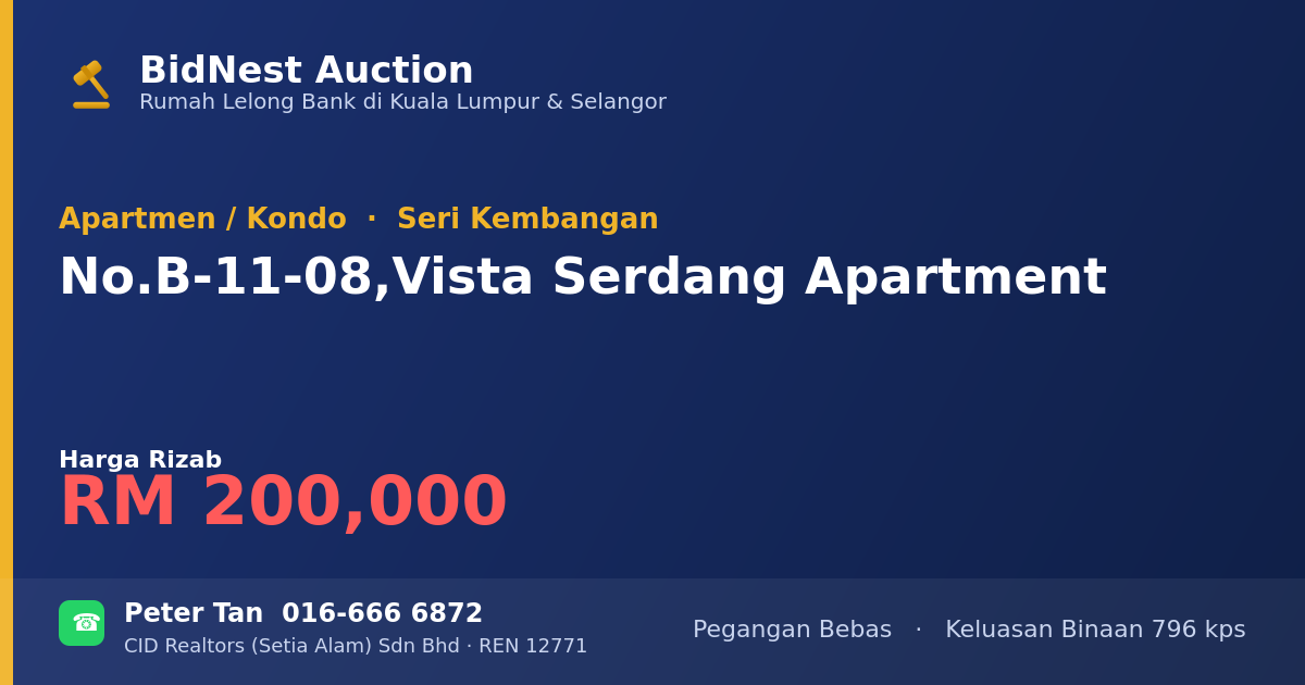 Apartmen / Kondo · No. B-11-08, Vista Serdang Apartment