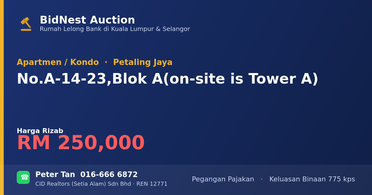 Apartmen / Kondo · No. A-14-23, Blok A (on-site is Tower A)