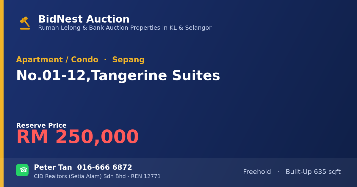 Apartment / Condo · No. 01-12, Tangerine Suites