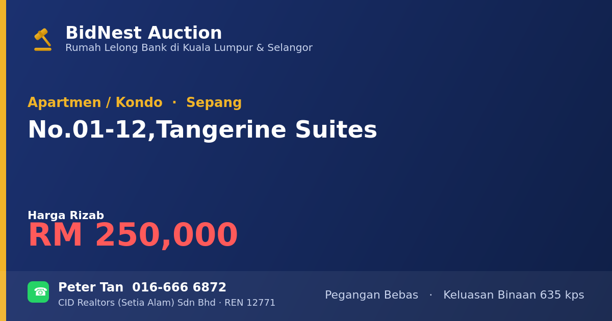 Apartmen / Kondo · No. 01-12, Tangerine Suites