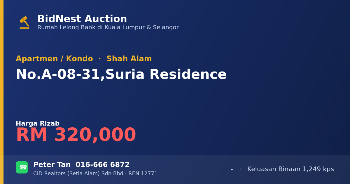 Apartmen / Kondo · No. A-08-31, Suria Residence