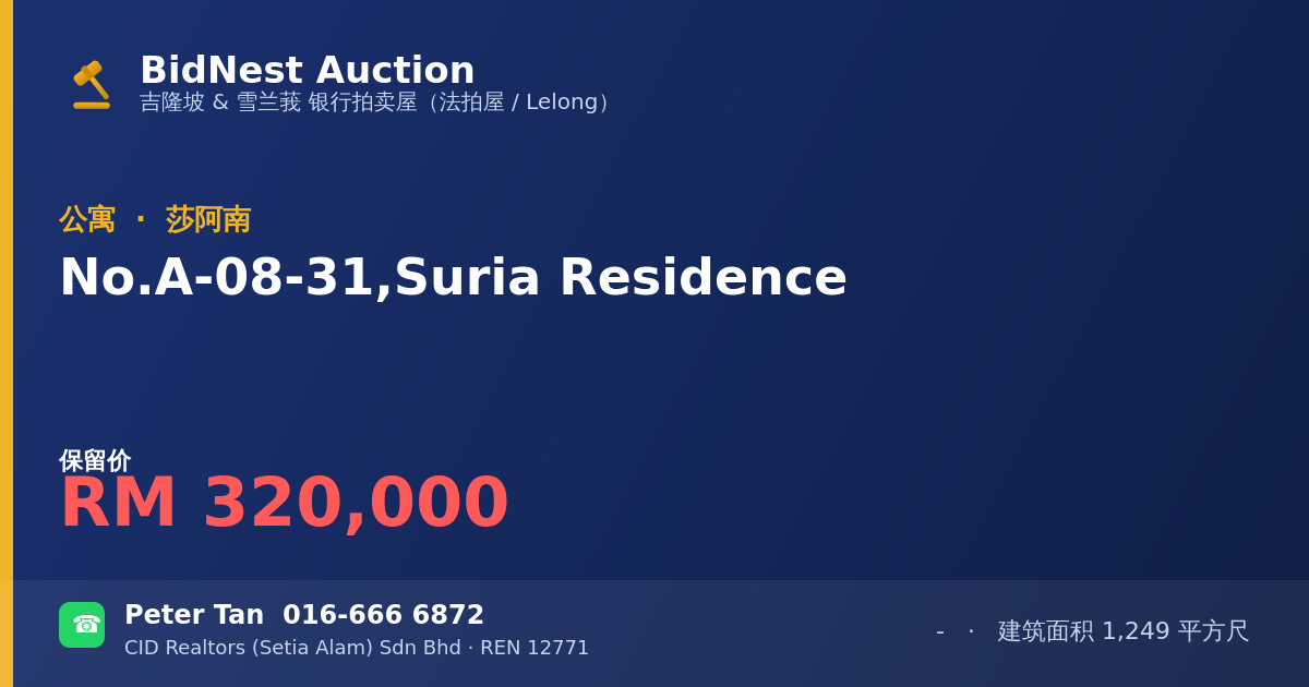 公寓 · No. A-08-31, Suria Residence