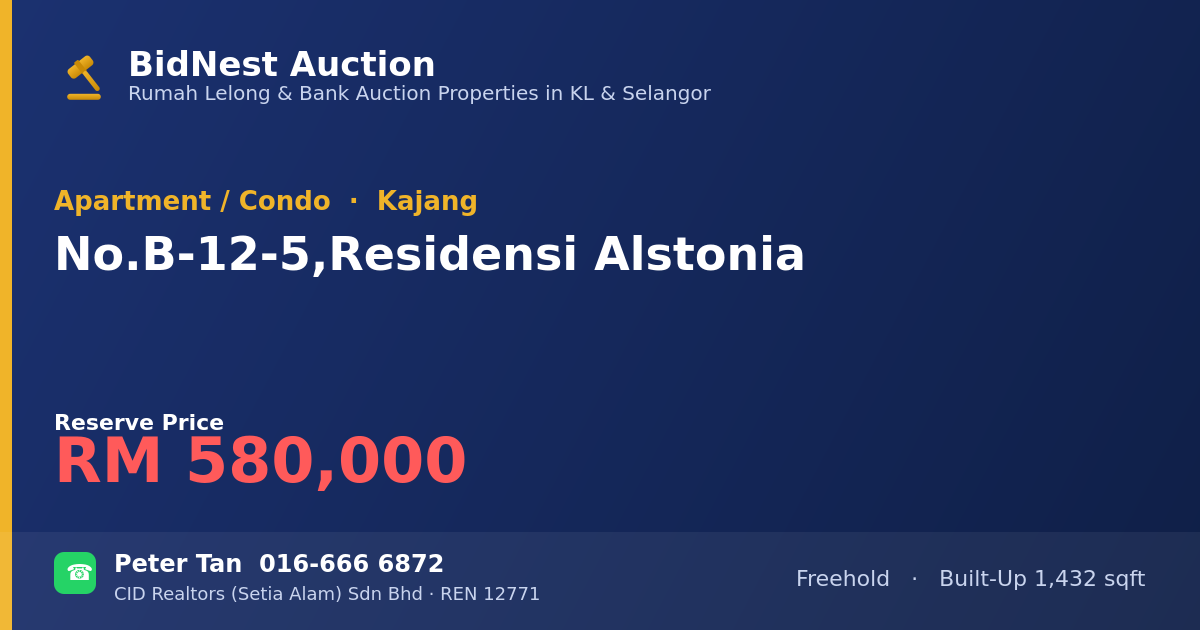 Apartment / Condo · No. B-12-5, Residensi Alstonia