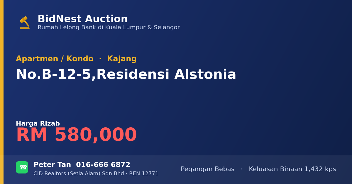 Apartmen / Kondo · No. B-12-5, Residensi Alstonia