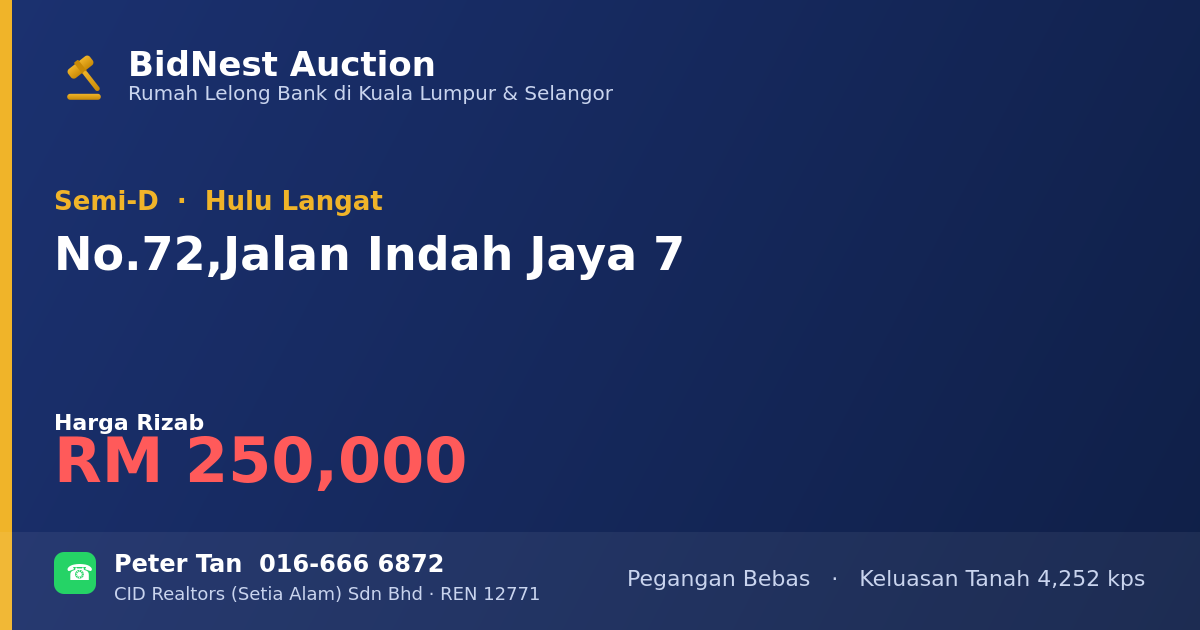 Semi-D · No. 72, Jalan Indah Jaya 7