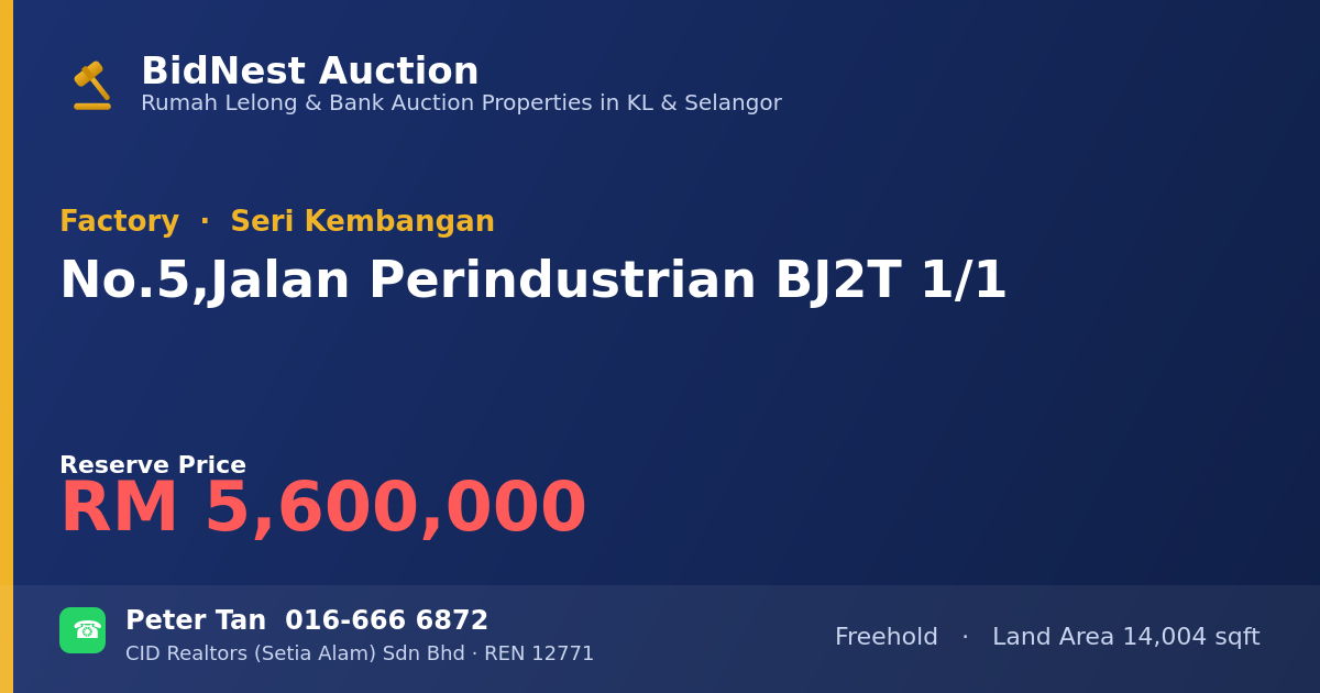 Factory · No. 5, Jalan Perindustrian BJ2T 1/1