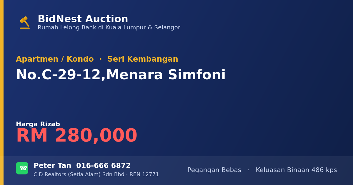 Apartmen / Kondo · No. C-29-12, Menara Simfoni