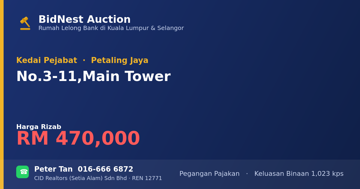 Kedai Pejabat · No. 3-11, Main Tower