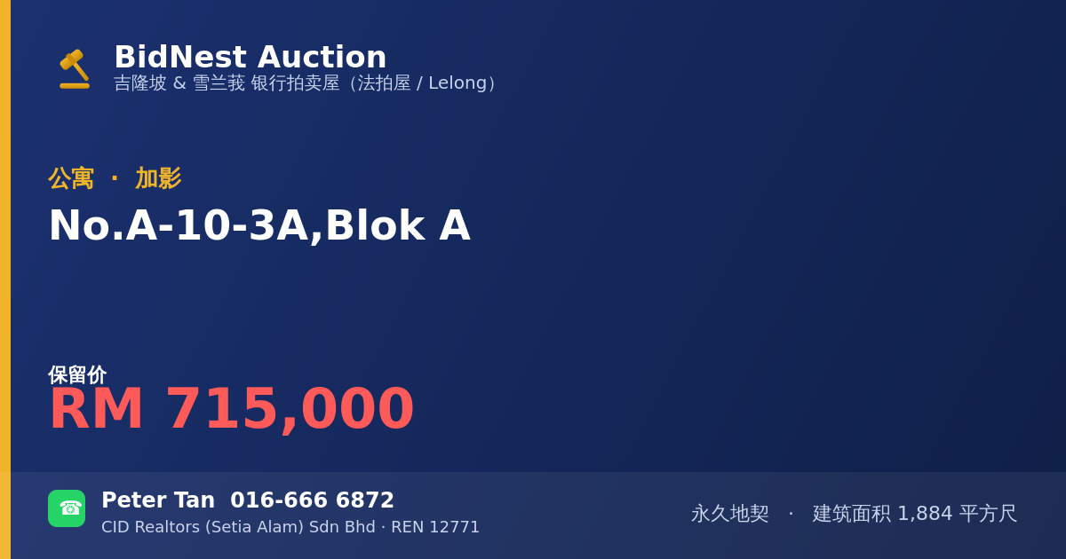 公寓 · No. A-10-3A, Blok A