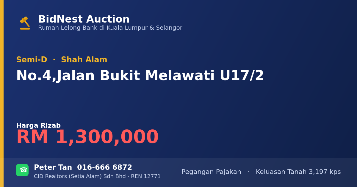 Semi-D · No. 4, Jalan Bukit Melawati U17/2
