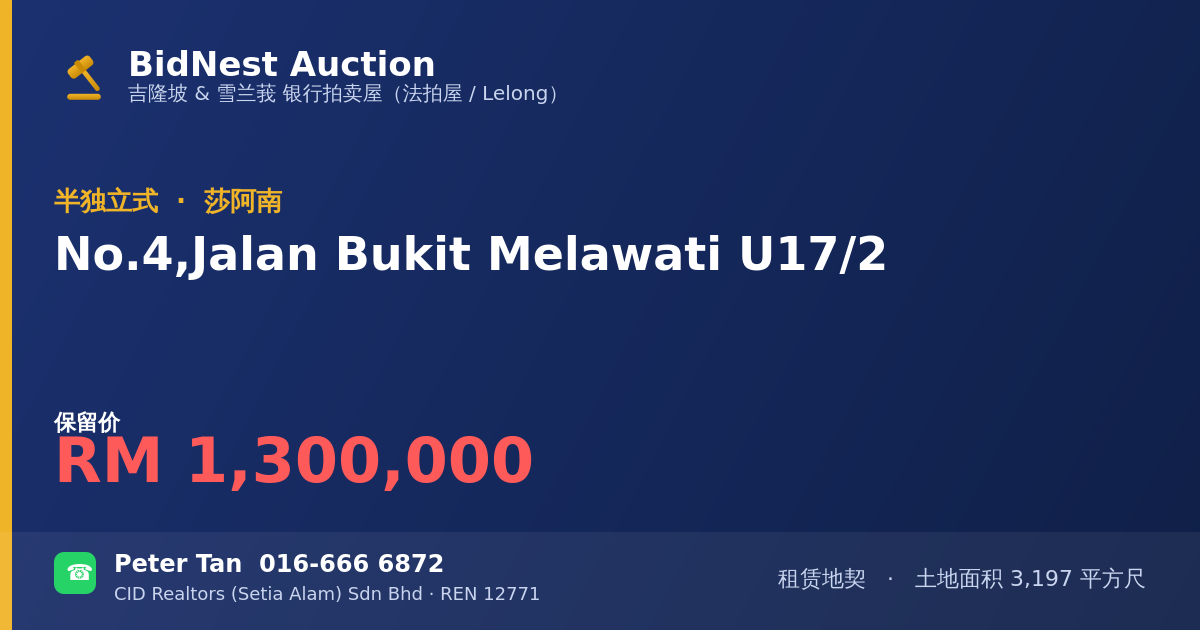 半独立式 · No. 4, Jalan Bukit Melawati U17/2