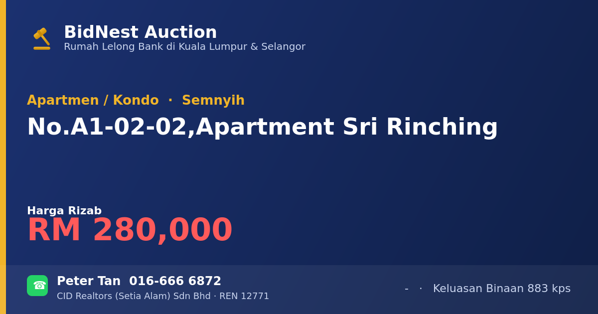 Apartmen / Kondo · No. A1-02-02, Apartment Sri Rinching