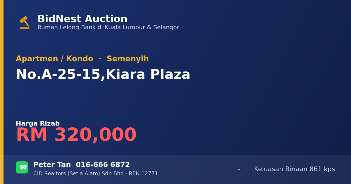 Apartmen / Kondo · No. A-25-15, Kiara Plaza