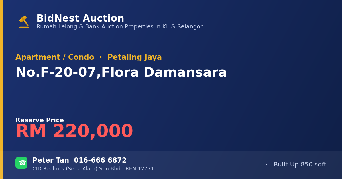 Apartment / Condo · No. F-20-07, Flora Damansara