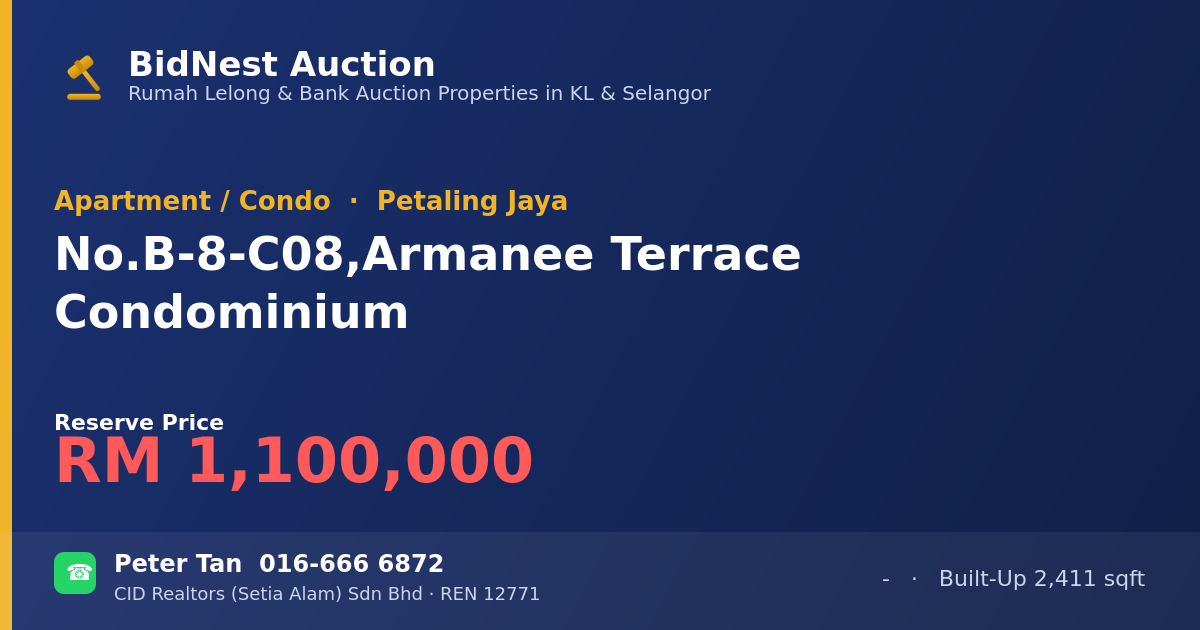 Apartment / Condo · No. B-8-C08, Armanee Terrace Condominium
