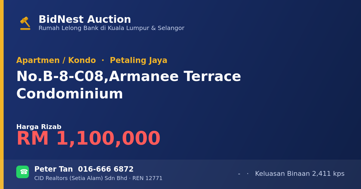 Apartmen / Kondo · No. B-8-C08, Armanee Terrace Condominium