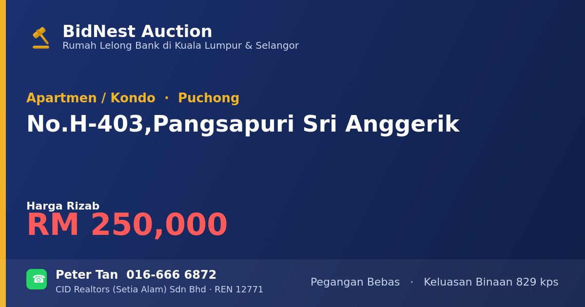 Apartmen / Kondo · No. H-403, Pangsapuri Sri Anggerik