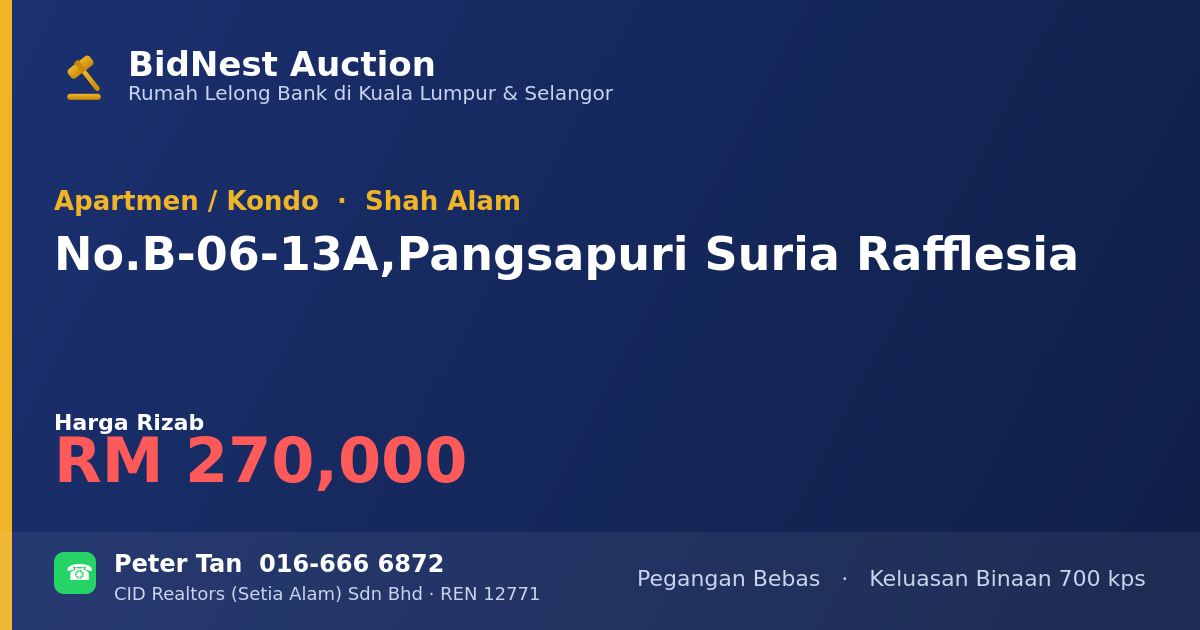 Apartmen / Kondo · No.B-06-13A, Pangsapuri Suria Rafflesia