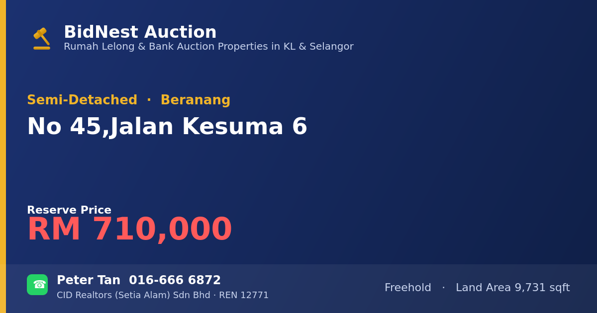 Semi-Detached · No 45, Jalan Kesuma 6