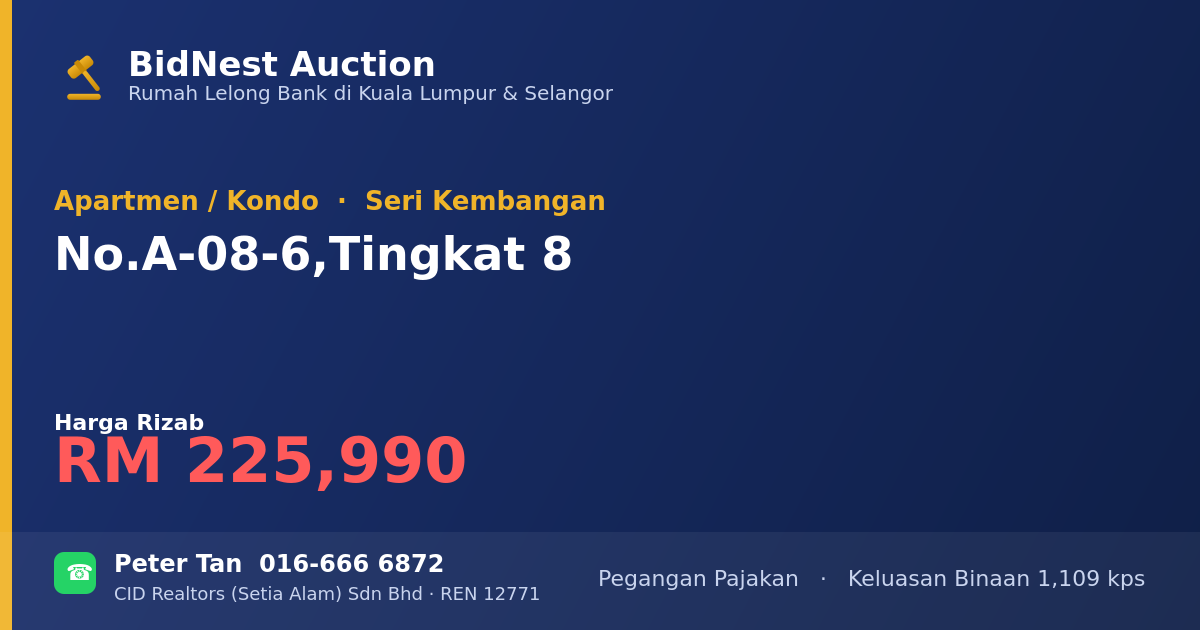 Apartmen / Kondo · No. A-08-6, Tingkat 8
