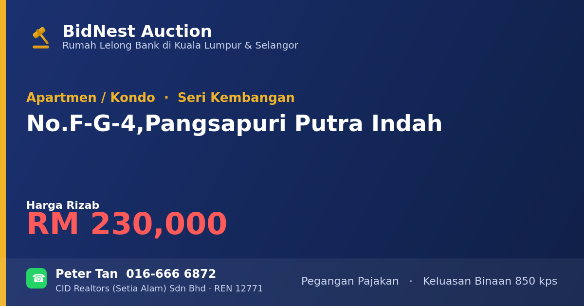 Apartmen / Kondo · No. F-G-4, Pangsapuri Putra Indah