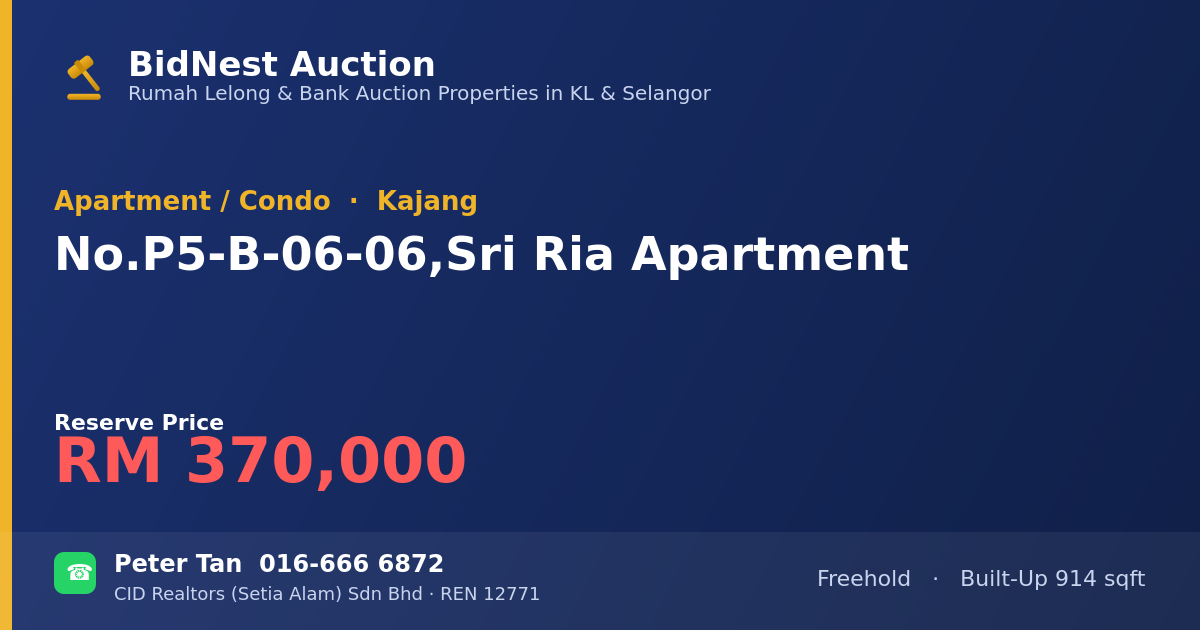 Apartment / Condo · No. P5-B-06-06, Sri Ria Apartment