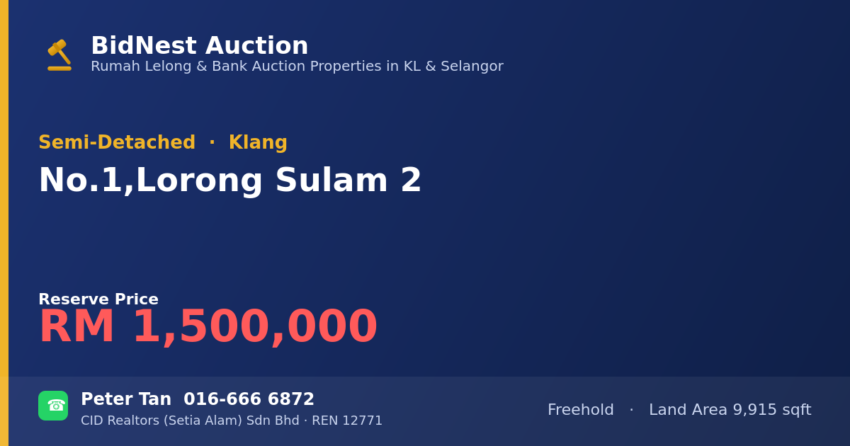 Semi-Detached · No. 1, Lorong Sulam 2