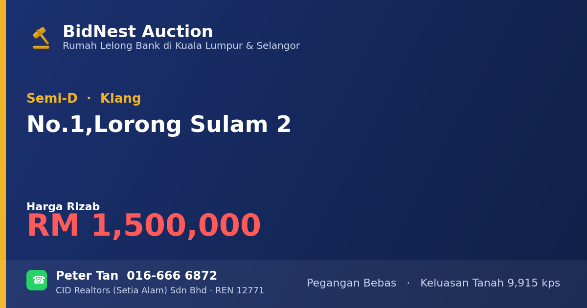 Semi-D · No. 1, Lorong Sulam 2